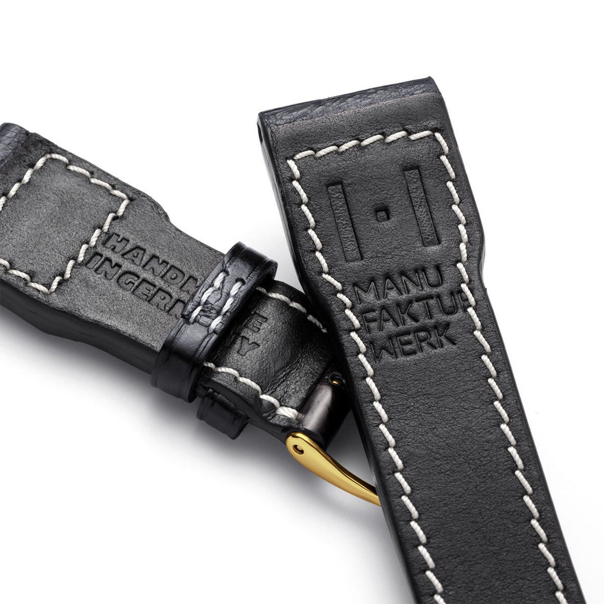 Alligator Uhrenarmband für große Fliegeruhr – kompatibles Armband zur IWC BIG PILOT (Armband nicht von IWC) – goldene Schließe