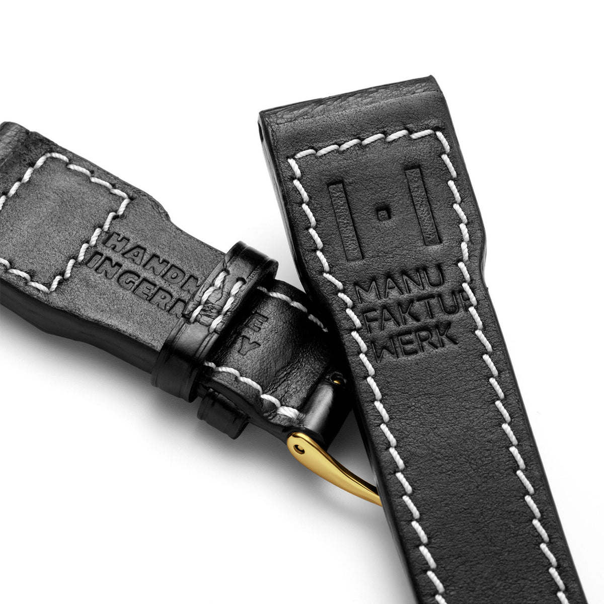 Alligator Uhrenarmband für große Fliegeruhr – kompatibles Armband zur IWC BIG PILOT (Armband nicht von IWC) – goldene Schließe