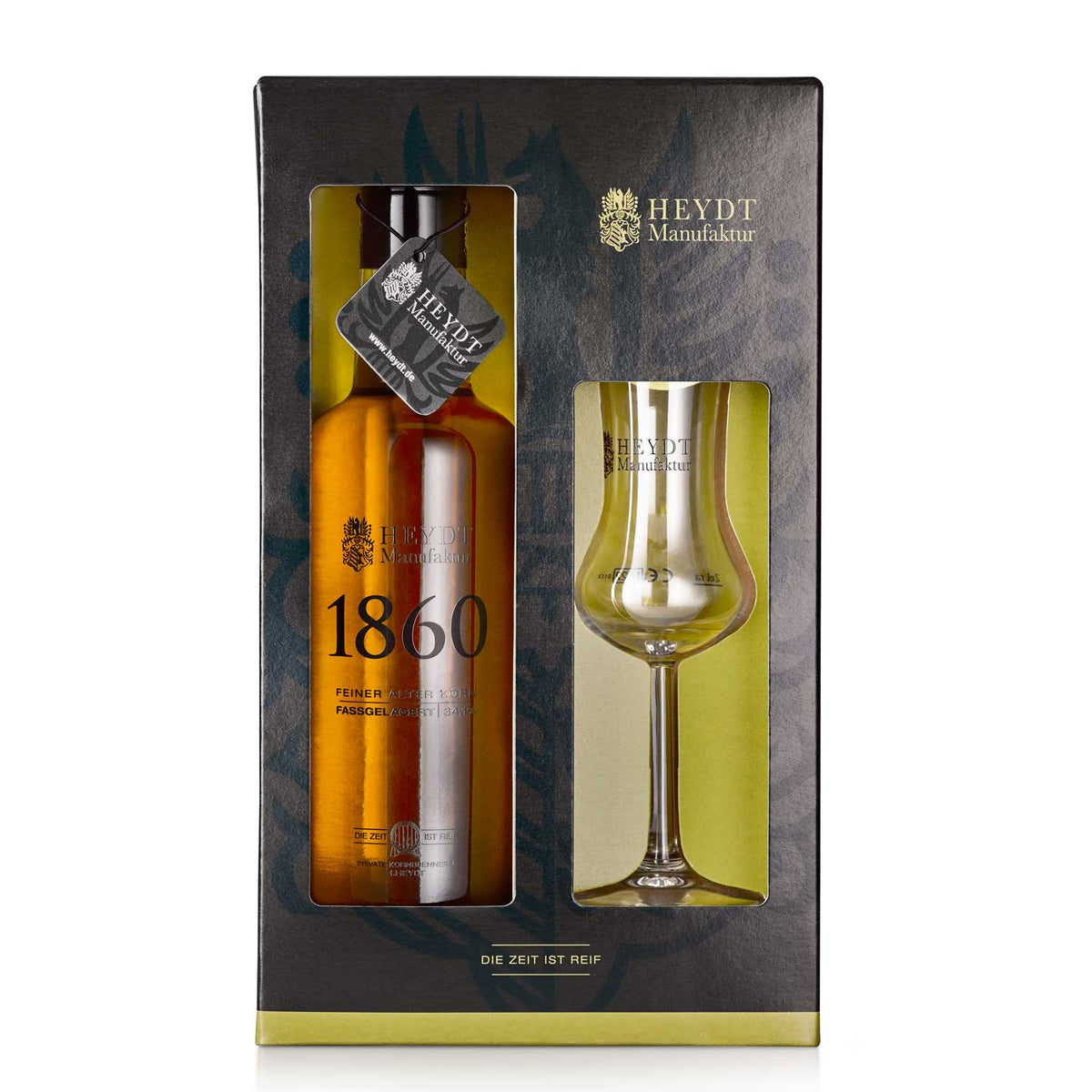 HEYDT Manufaktur 1860 Geschenkpaket, Korn mit 34,1 % Alkohol (0,5 l), goldene Farbe, inkl. 1 Spezialglas (59,90 € / 1 Liter)