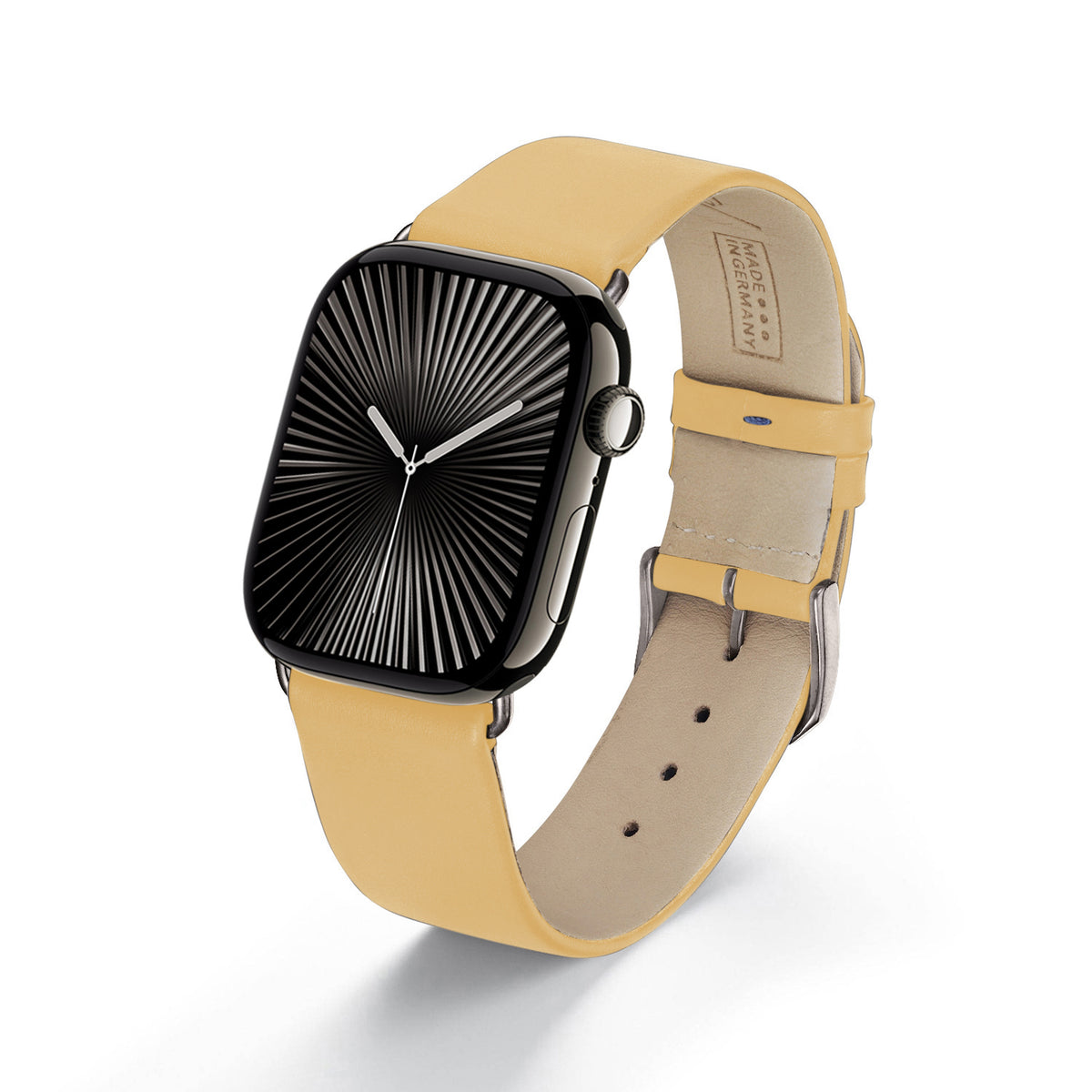 Siena Uhrenarmband aus Rindsleder für Apple Watch 10, handgefertigt, Sand, von Happel