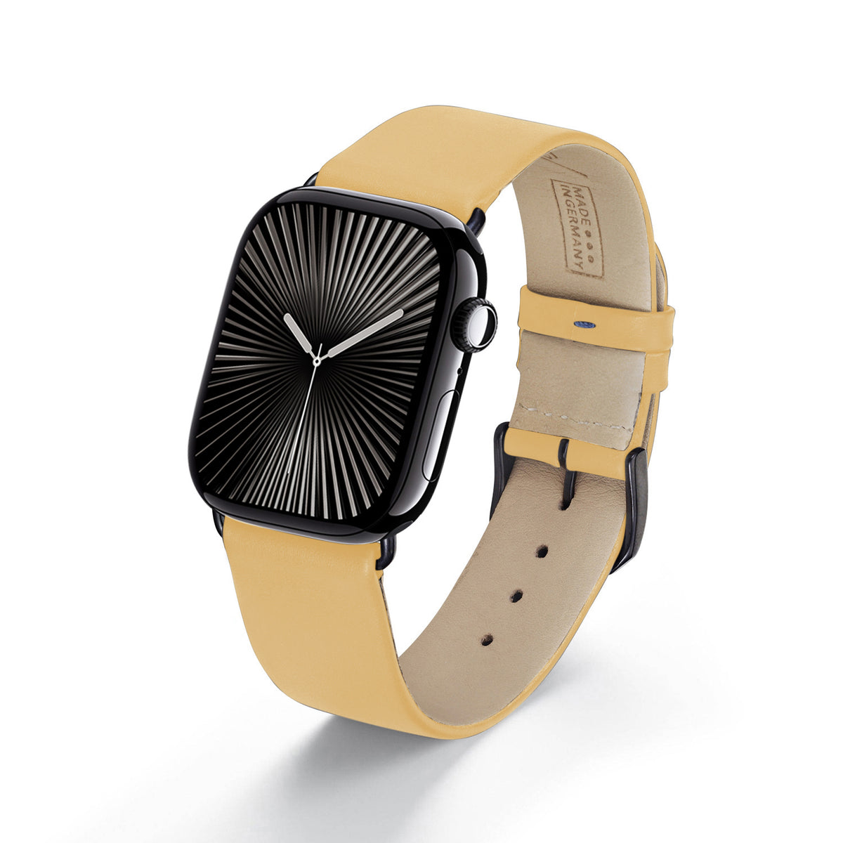 Siena Uhrenarmband aus Rindsleder für Apple Watch 10, handgefertigt, Sand, von Happel