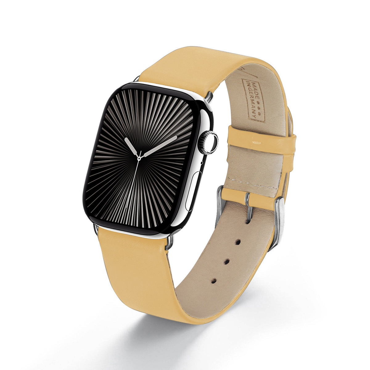 Siena Uhrenarmband aus Rindsleder für Apple Watch 10, handgefertigt, Sand, von Happel