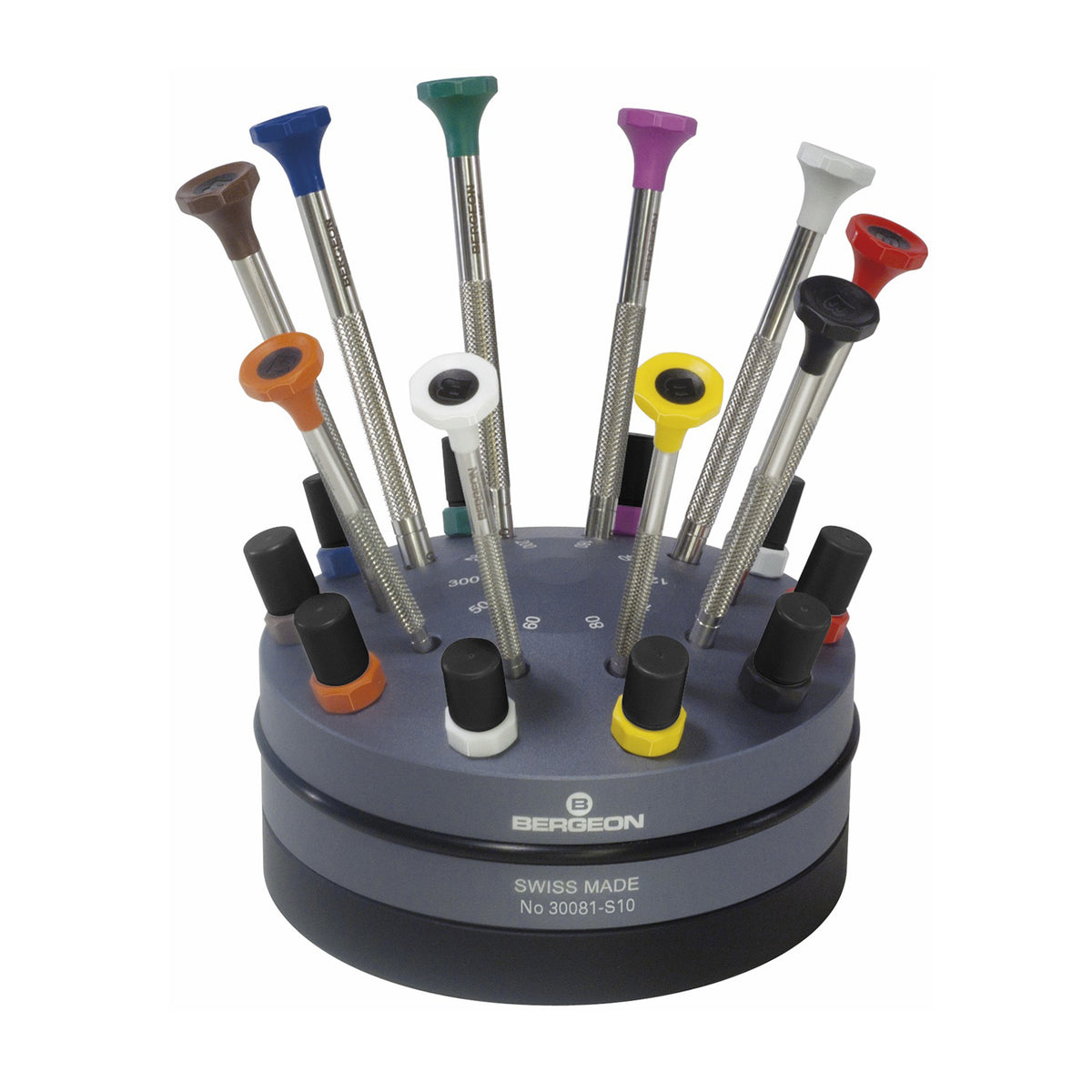 Bergeon Schraubendreher-Set 31081-S10, 10 Stück, Superalloy-Klingen, 0,50 bis 3,00 mm