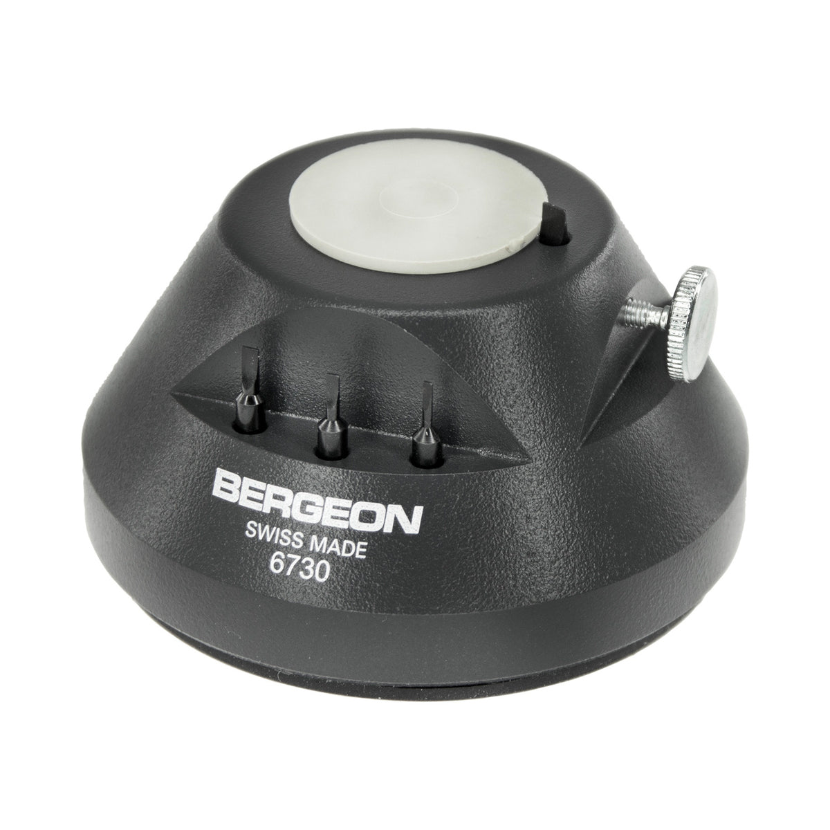 Bergeon 6730 Sockel, zum Schrauben und Entschrauben von Uhrenarmbändern, Stiftentferner, mit 4 Schraubendreherklingen, Werkzeug für Uhrmacher