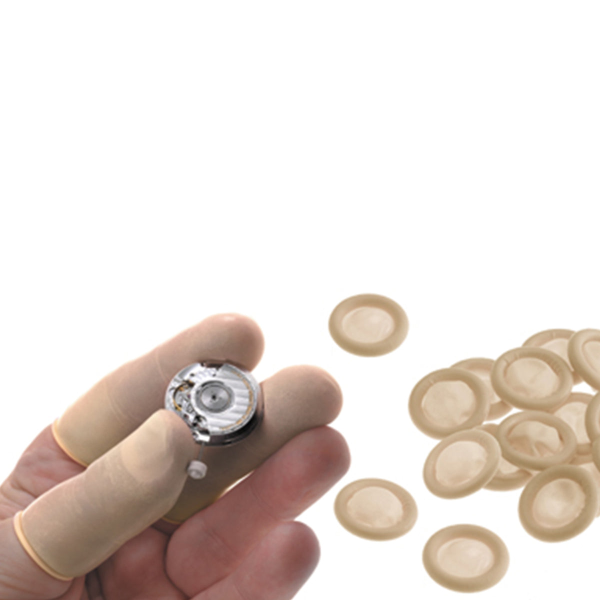 BERGEON 5840-XL Fingerlinge – Größe: XL – Farbe: Beige – Inhalt je Packung: 1440 Stück – Ideal zur fleckenfreien Montage von Uhrenteilen – Leicht gepudert – 4710941