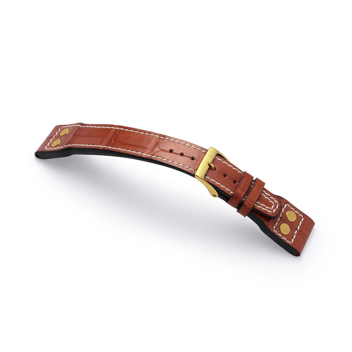 Alligator watch strap for large pilot&#39;s watch - compatible strap for the IWC BIG PILOT (strap not from IWC) - gold clasp