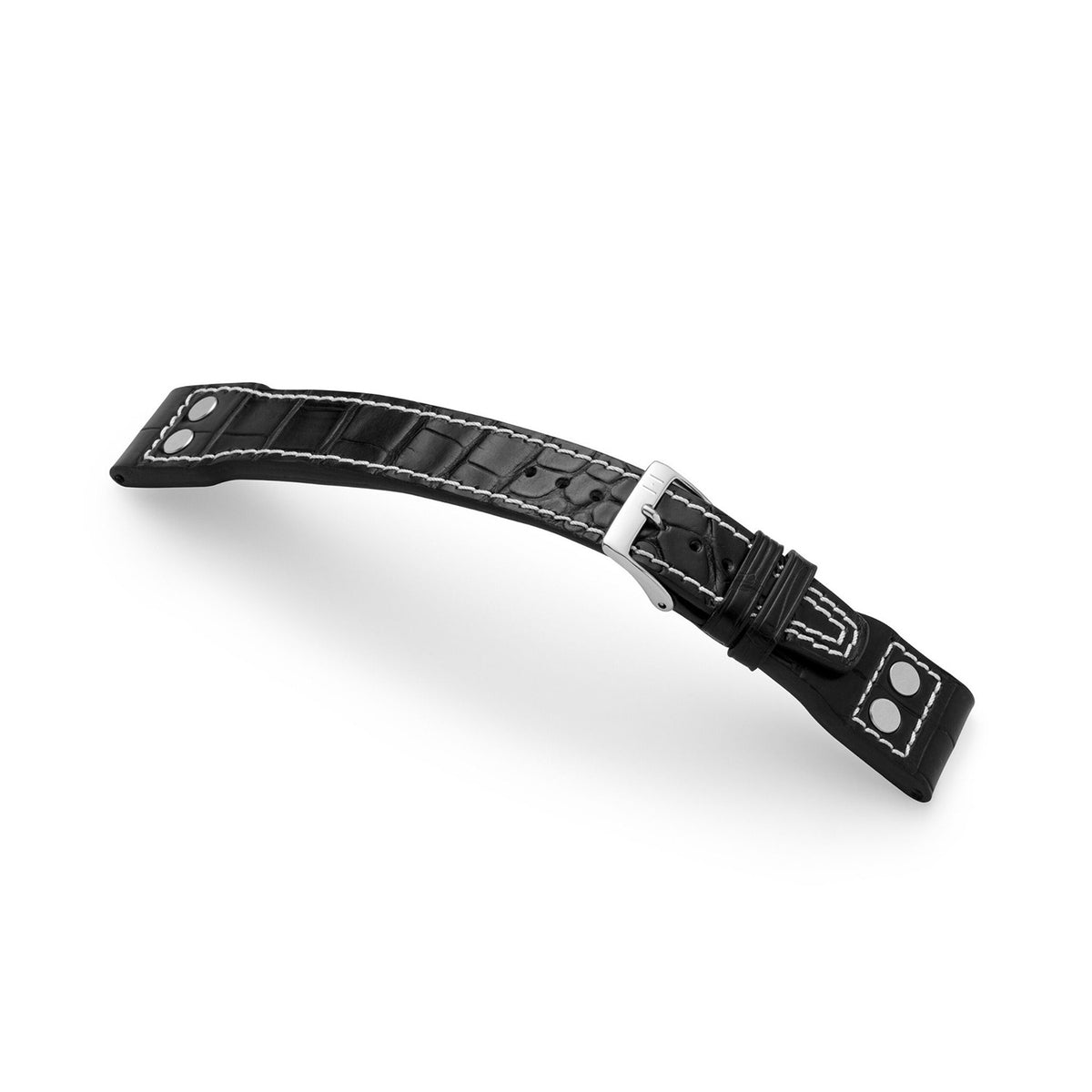 Alligator watch strap for large pilot&#39;s watch - compatible strap for the IWC BIG PILOT (strap not from IWC) - silver clasp