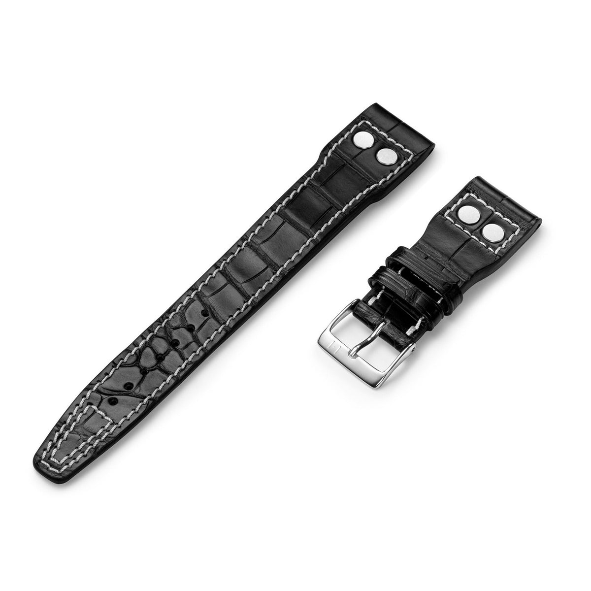 Alligator watch strap for large pilot's watch compatible strap for the IWC BIG PILOT (strap not from IWC) silver clasp