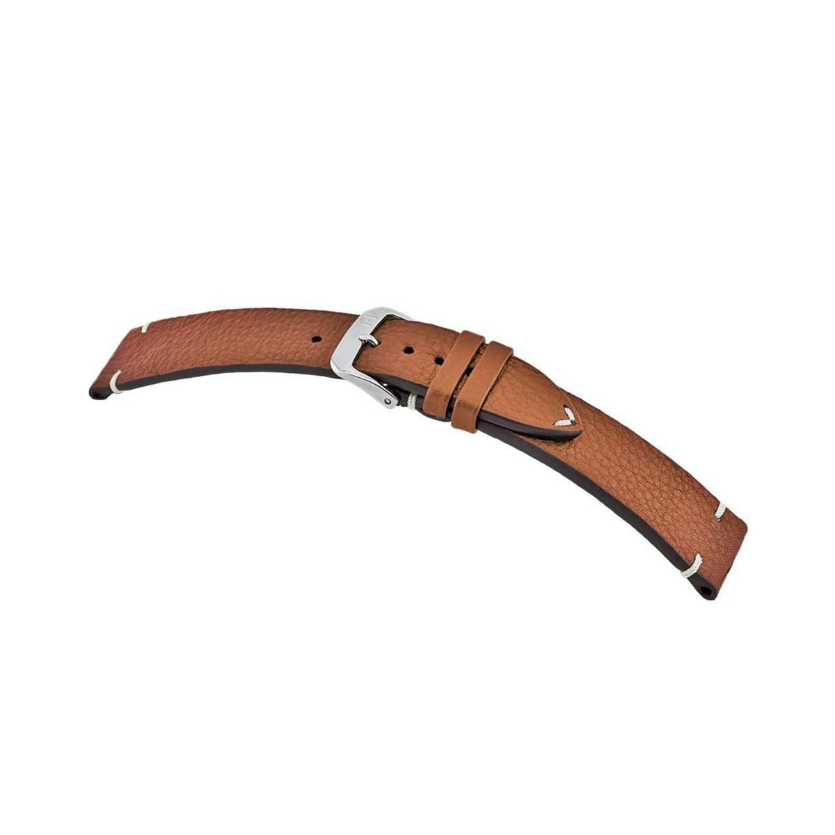 Handgenähtes Vintage Uhrenarmband &quot;ALTONA&quot; (Bioleder) – silberne Schließe