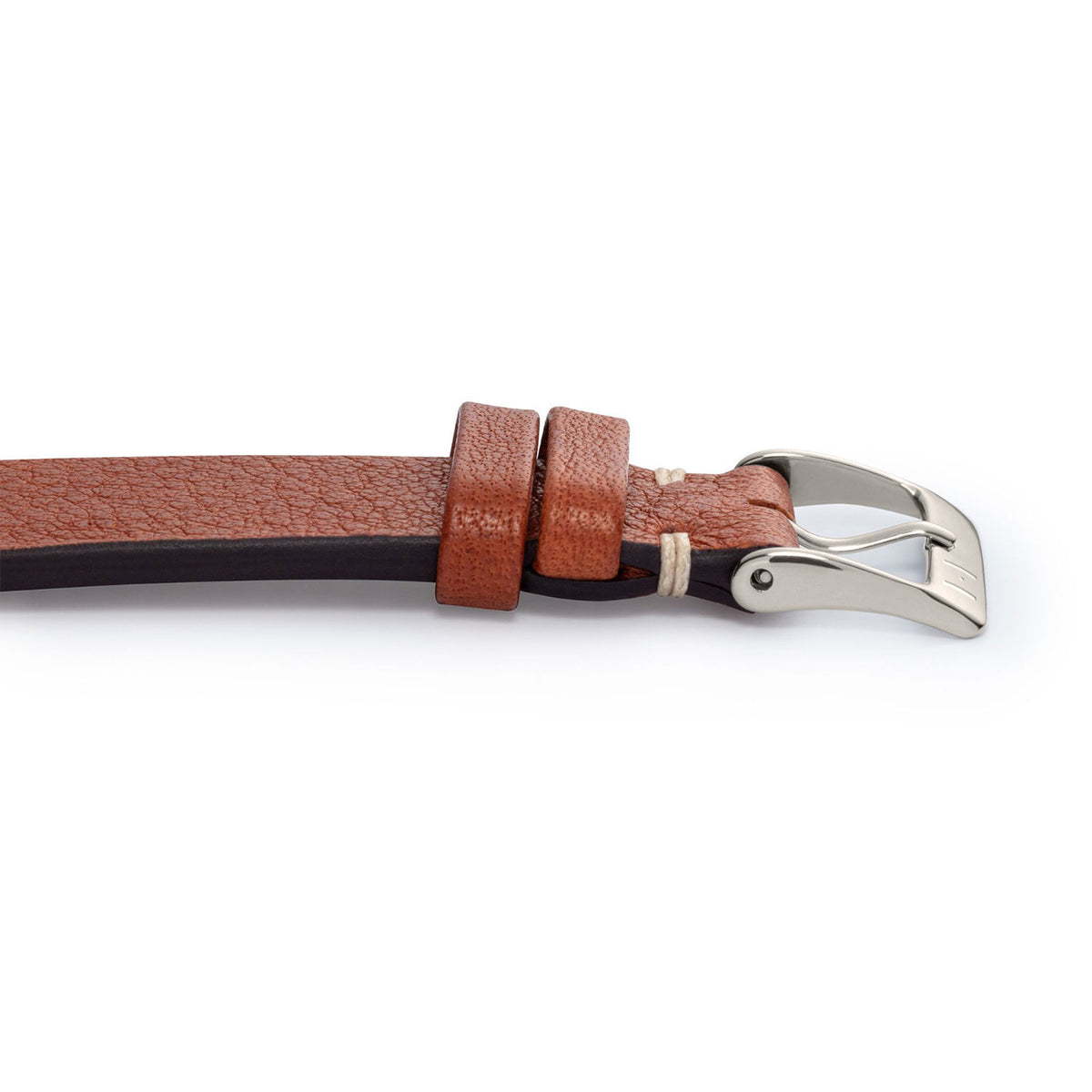 Hand-sewn vintage watch strap “ALTONA” (organic leather) – silver clasp