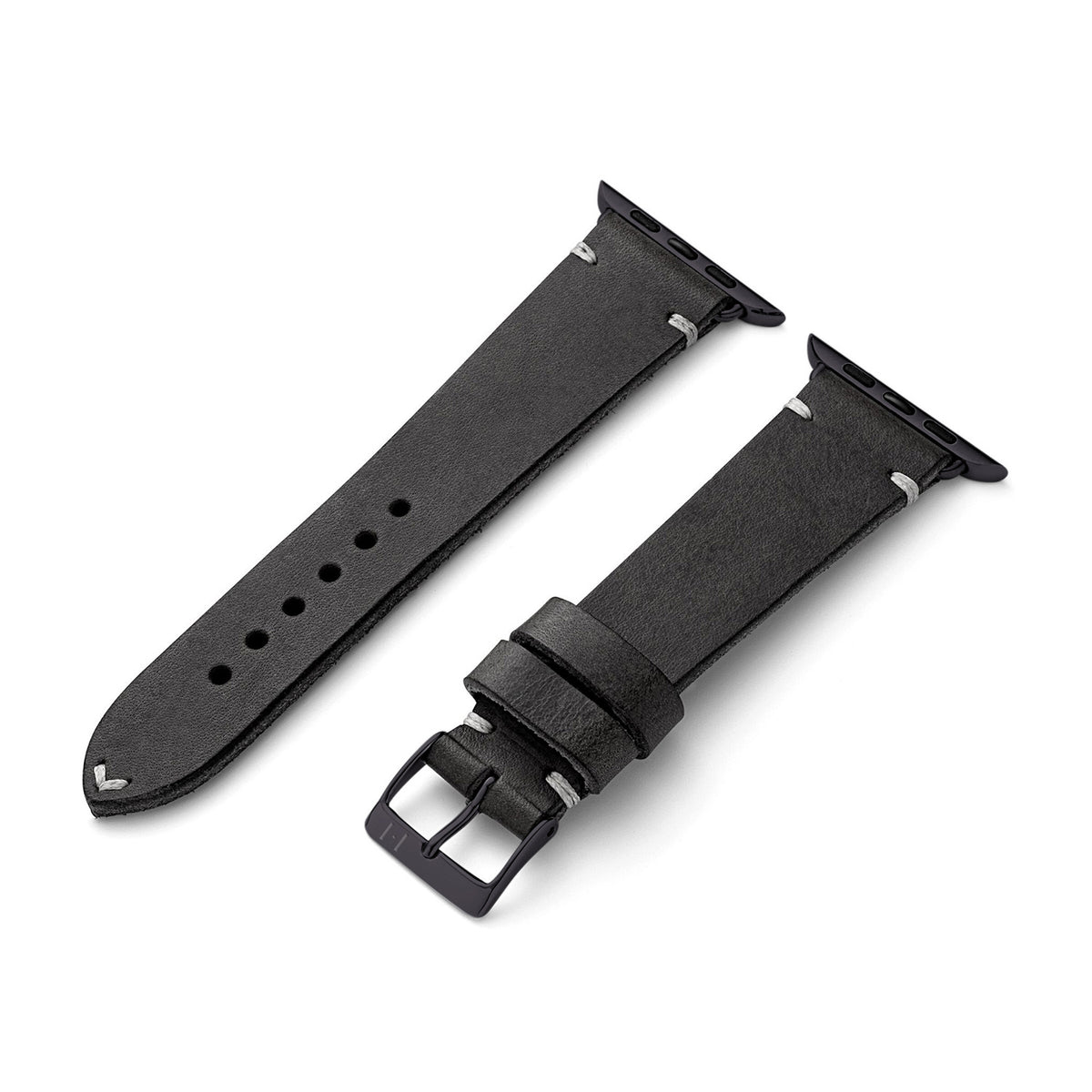 Apple Watch 10 Armband ST. PAULI aus Vintageleder (Rindsleder) – Schwarz