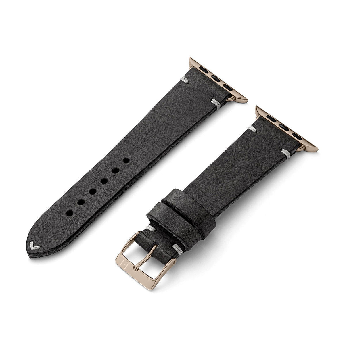 Apple Watch 10 Armband ST. PAULI aus Vintageleder (Rindsleder) – Schwarz