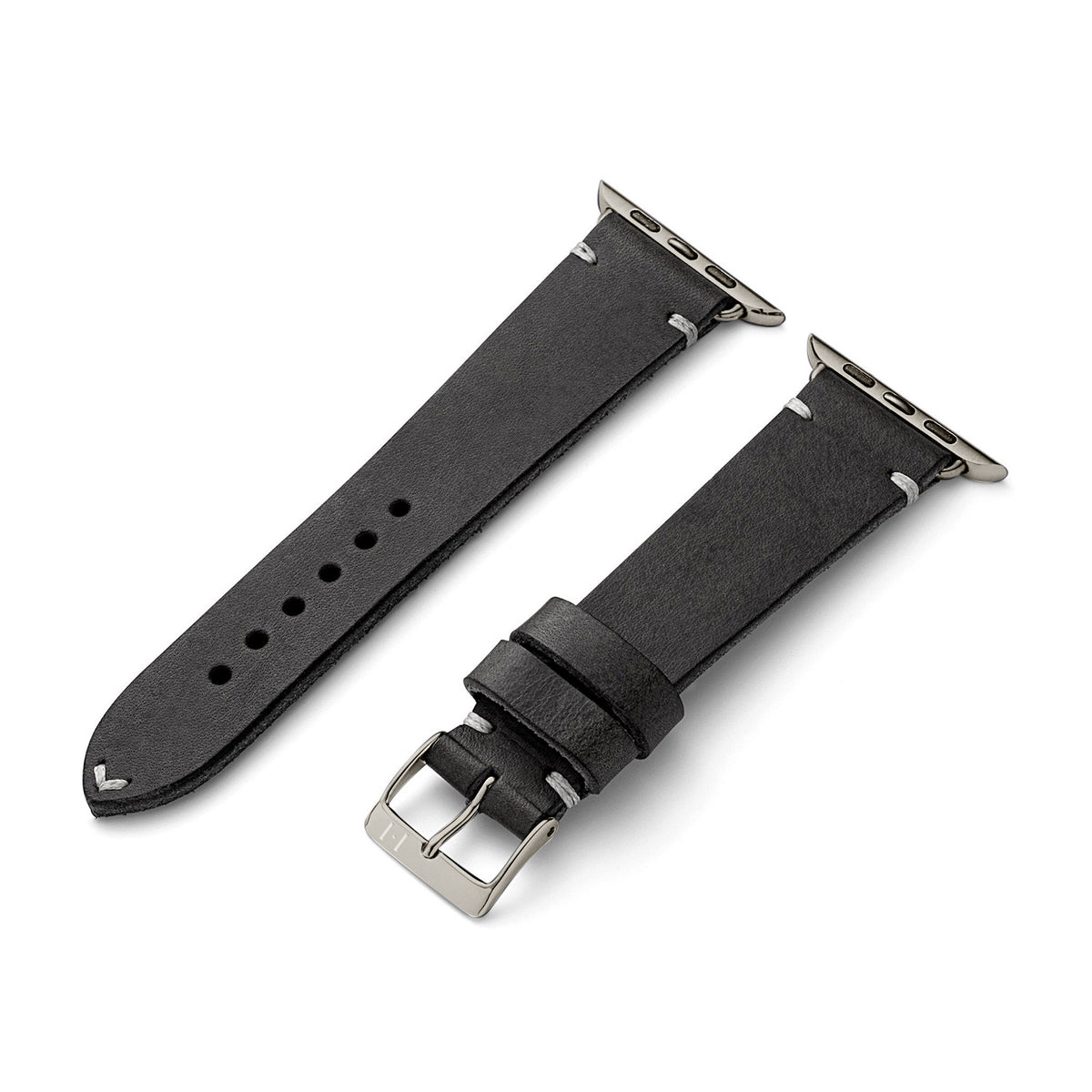 Apple Watch 10 Armband ST. PAULI aus Vintageleder (Rindsleder) – Schwarz