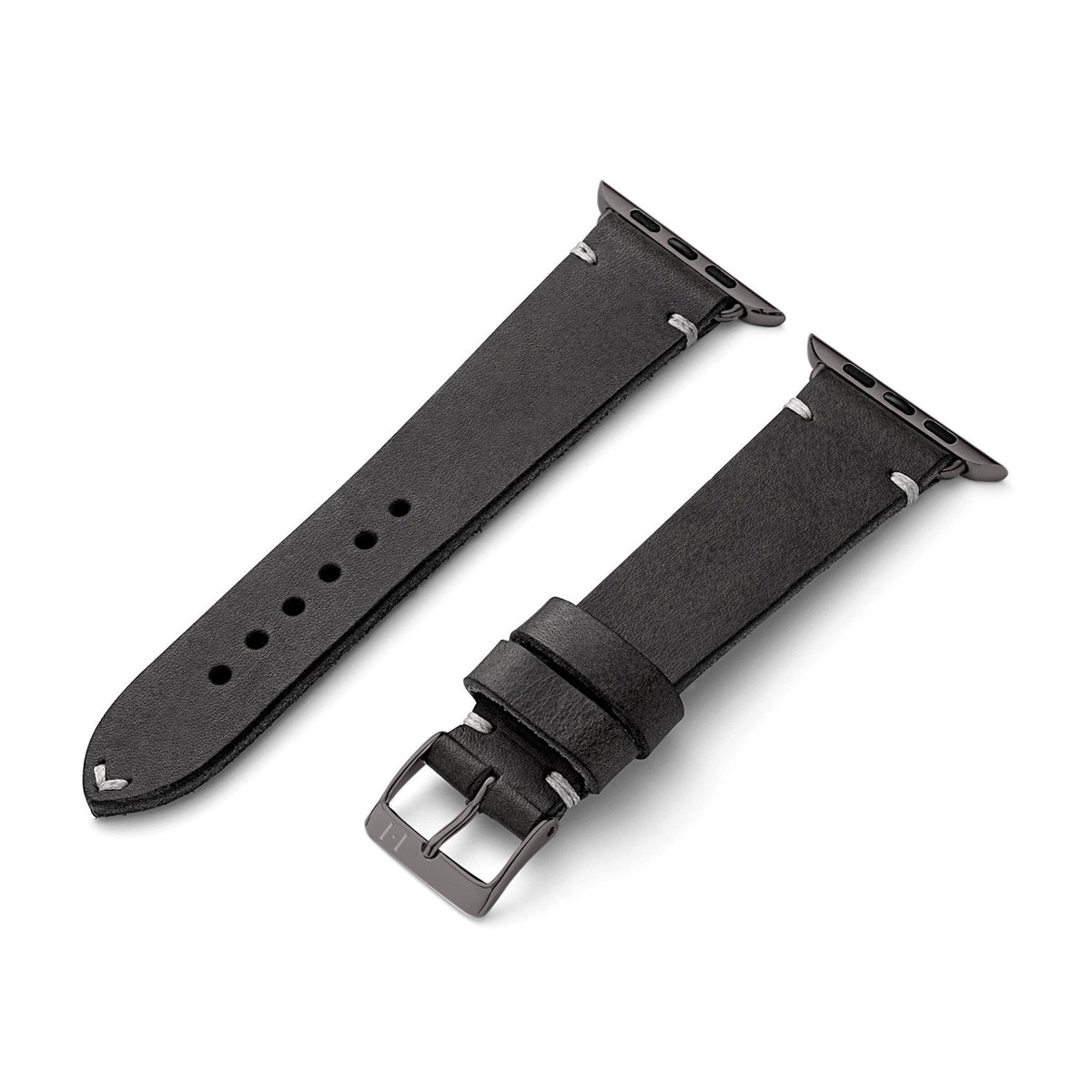Apple Watch 10 Armband ST. PAULI aus Vintageleder (Rindsleder) – Schwarz