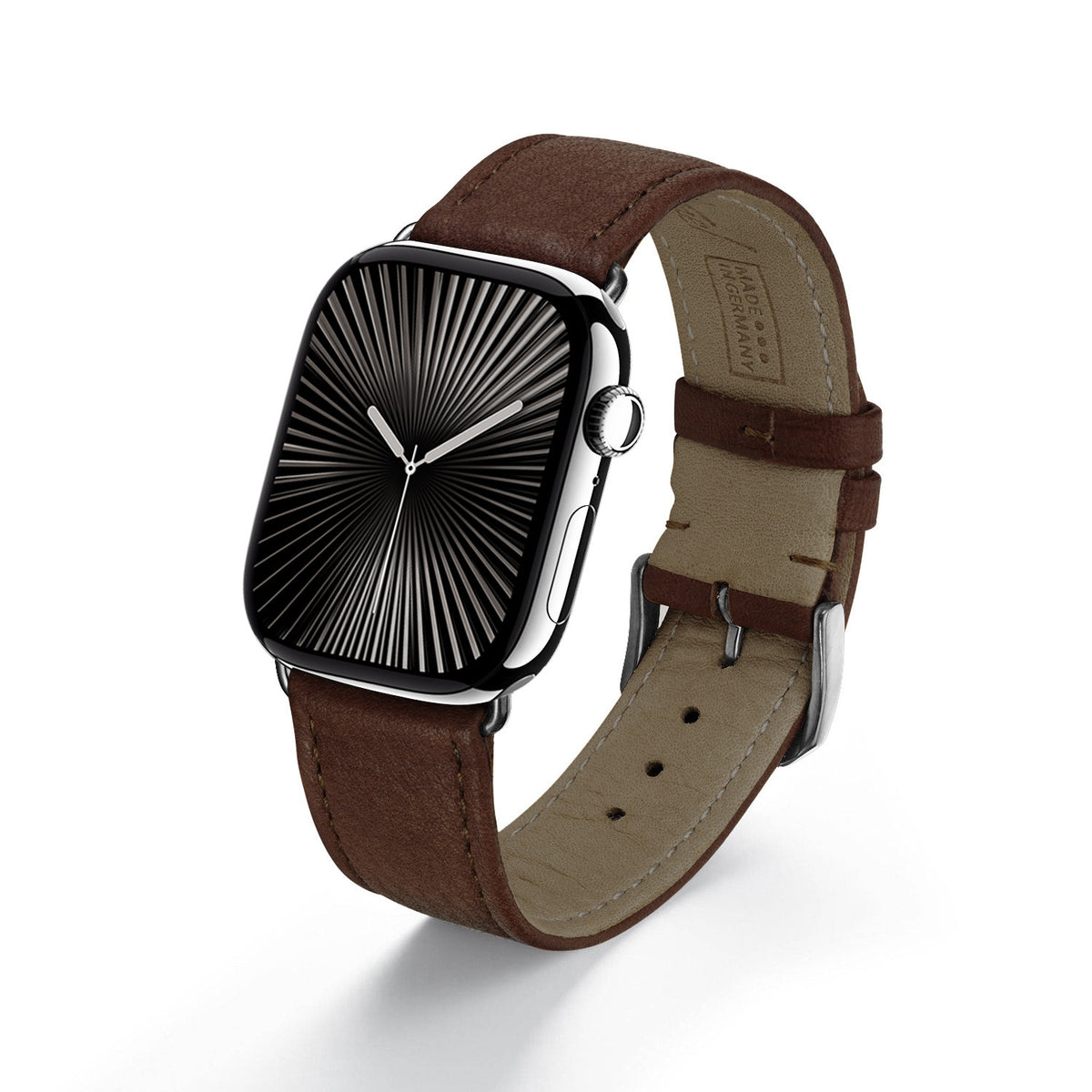 AuroraEco Uhrenarmband aus Bioleder für Apple Watch 10, handgefertigt, Mokka, von Happel