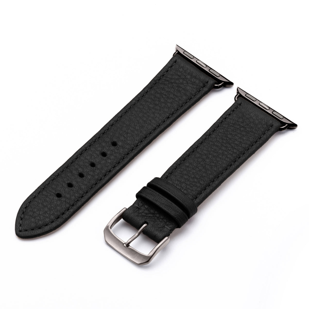 AuroraEco Uhrenarmband aus Bioleder für Apple Watch 10, handgefertigt, Schwarz, von Happel