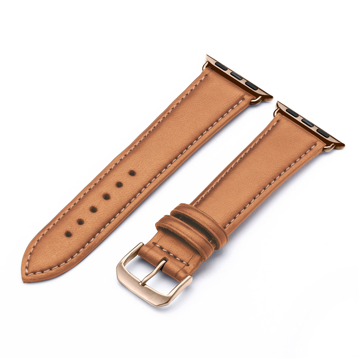 Vita Uhrenarmband aus Apfelleder für Apple Watch 10, handgefertigt, vegan, Cognac, von Happel