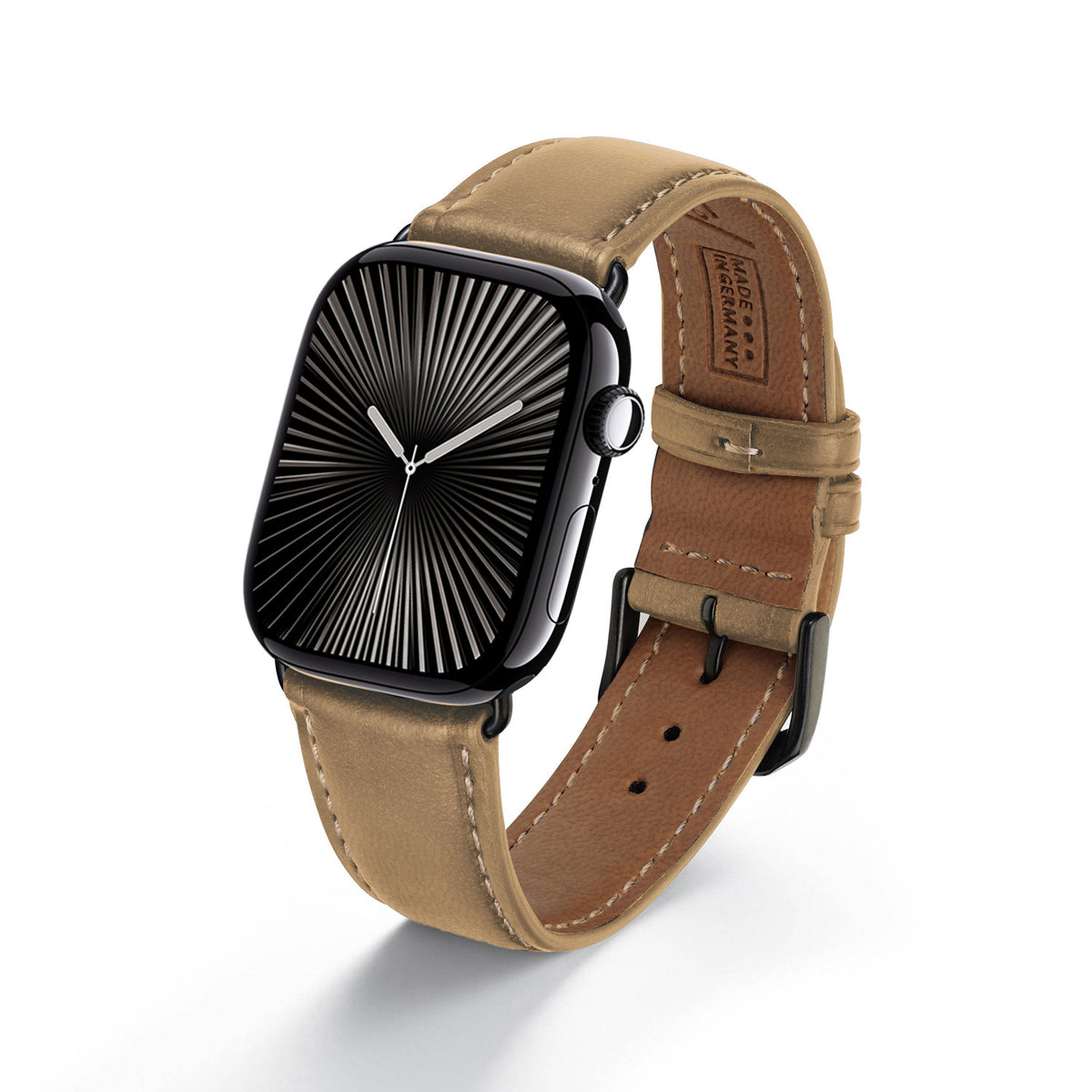 Vita Uhrenarmband aus Apfelleder für Apple Watch 10, handgefertigt, vegan, Cognac, von Happel