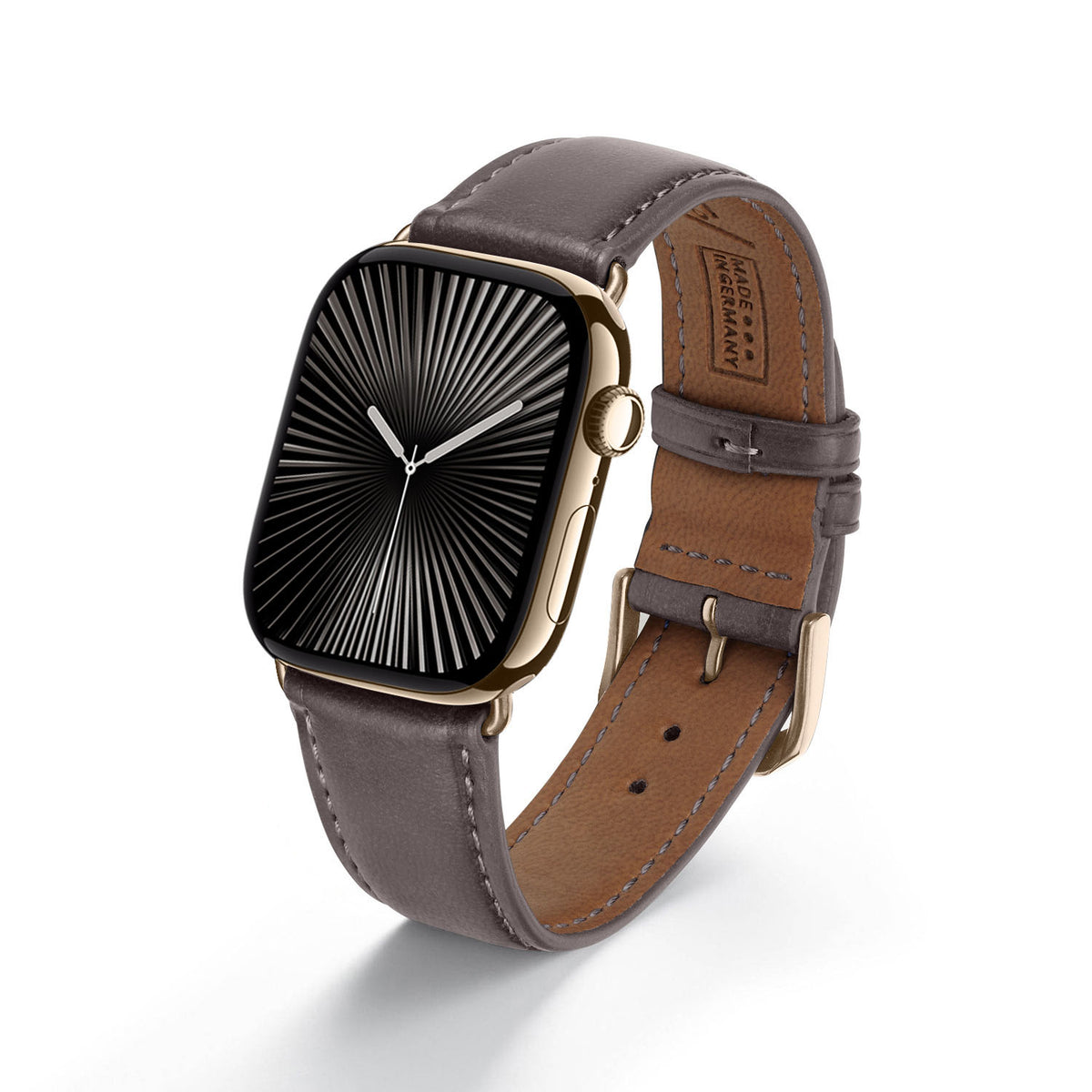 Vita Uhrenarmband aus Apfelleder für Apple Watch 10, handgefertigt, vegan, Mokka, von Happel
