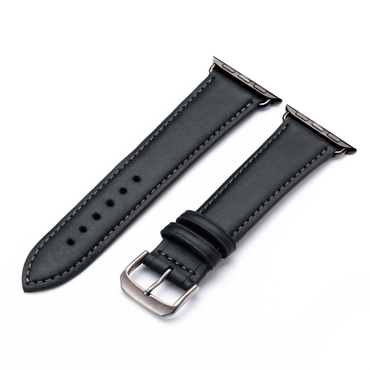 Vita Uhrenarmband aus Apfelleder für Apple Watch 10, handgefertigt, vegan, Schwarz, von Happel