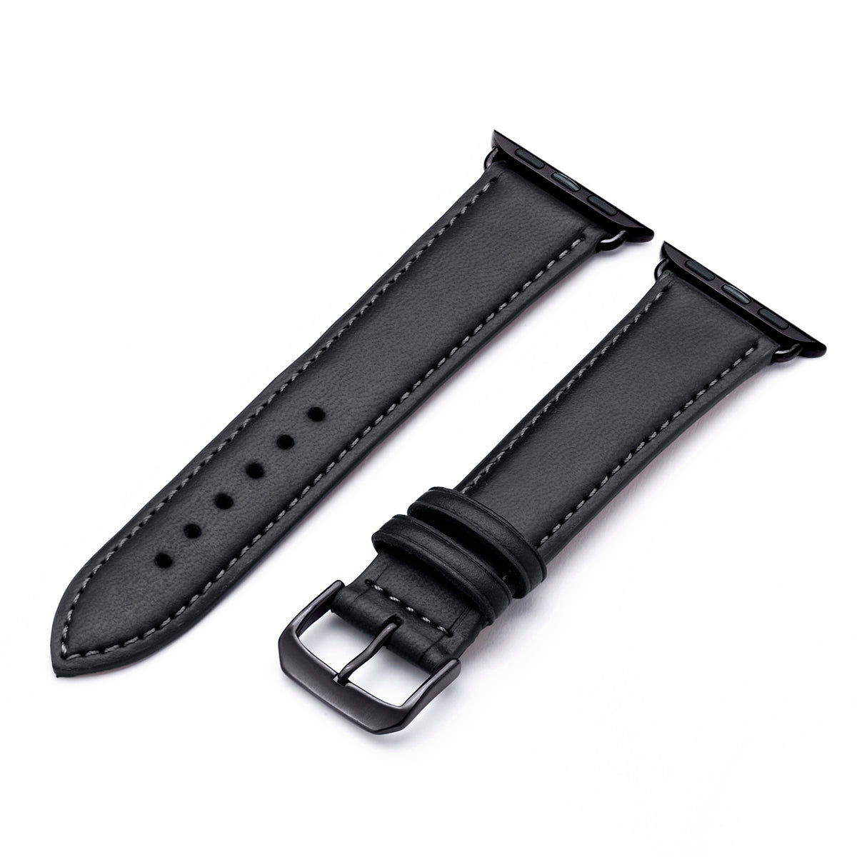 Vita Uhrenarmband aus Apfelleder für Apple Watch 10, handgefertigt, vegan, Schwarz, von Happel