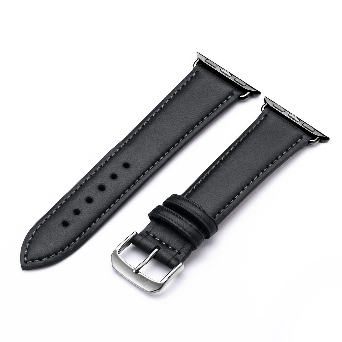 Vita Uhrenarmband aus Apfelleder für Apple Watch 10, handgefertigt, vegan, Schwarz, von Happel