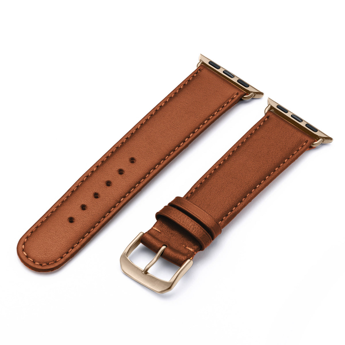 RavennaBlues Uhrenarmband aus Rindsleder für Apple Watch 10, handgefertigt, Cognac, von Happel