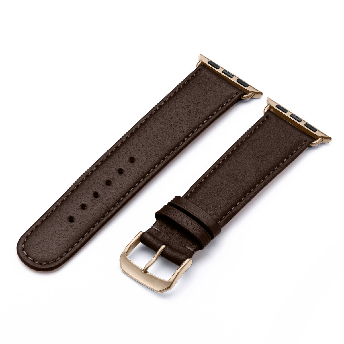 RavennaBlues Uhrenarmband aus Rindsleder für Apple Watch 10, handgefertigt, Mokka, von Happel