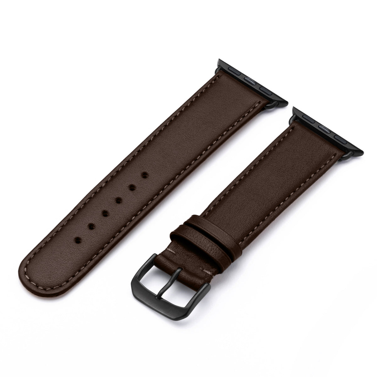 RavennaBlues Uhrenarmband aus Rindsleder für Apple Watch 10, handgefertigt, Mokka, von Happel