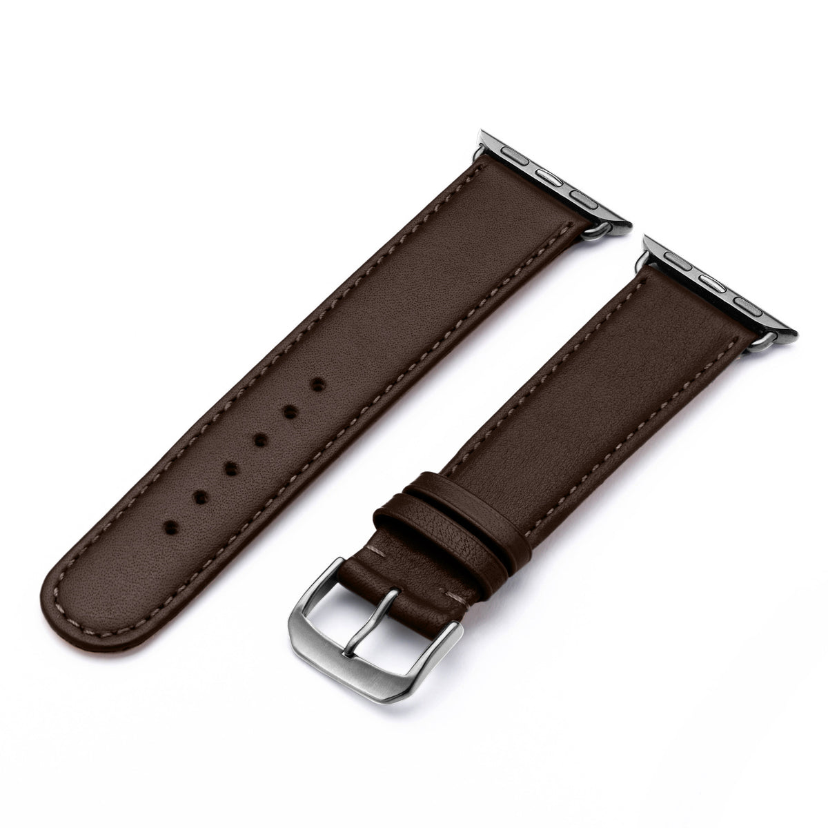 RavennaBlues Uhrenarmband aus Rindsleder für Apple Watch 10, handgefertigt, Mokka, von Happel