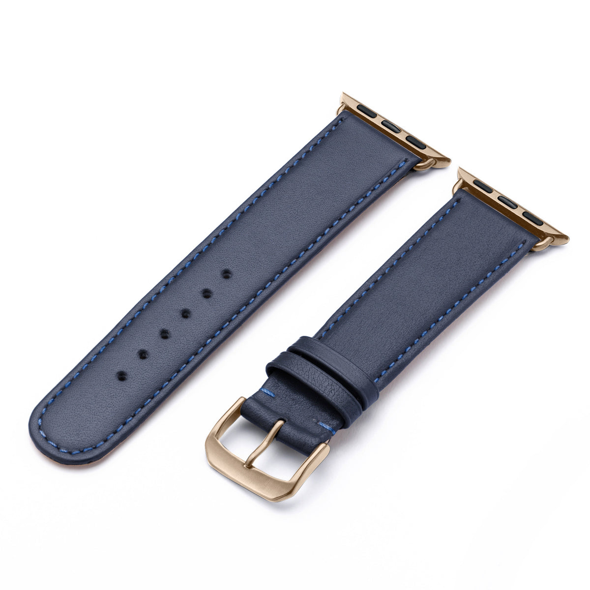 RavennaBlues Uhrenarmband aus Rindsleder für Apple Watch 10, handgefertigt, Ozeanblau, von Happel