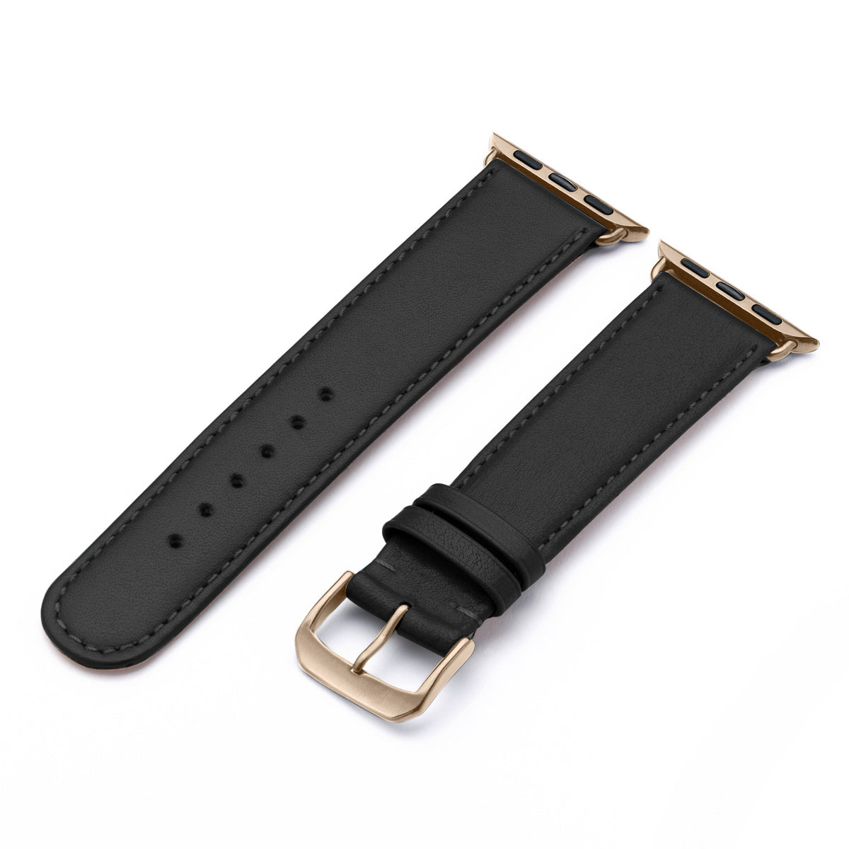 RavennaBlues Uhrenarmband aus Rindsleder für Apple Watch 10, handgefertigt, Schwarz, von Happel