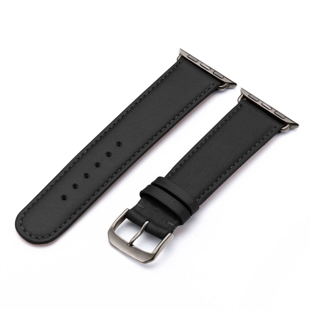 RavennaBlues Uhrenarmband aus Rindsleder für Apple Watch 10, handgefertigt, Schwarz, von Happel