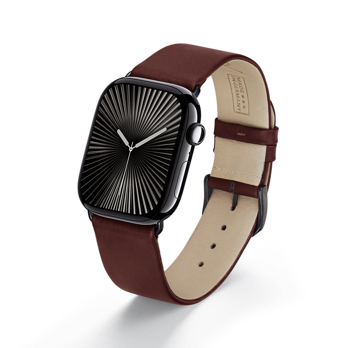 Siena Uhrenarmband aus Rindsleder für Apple Watch 10, handgefertigt, Bordeux, von Happel