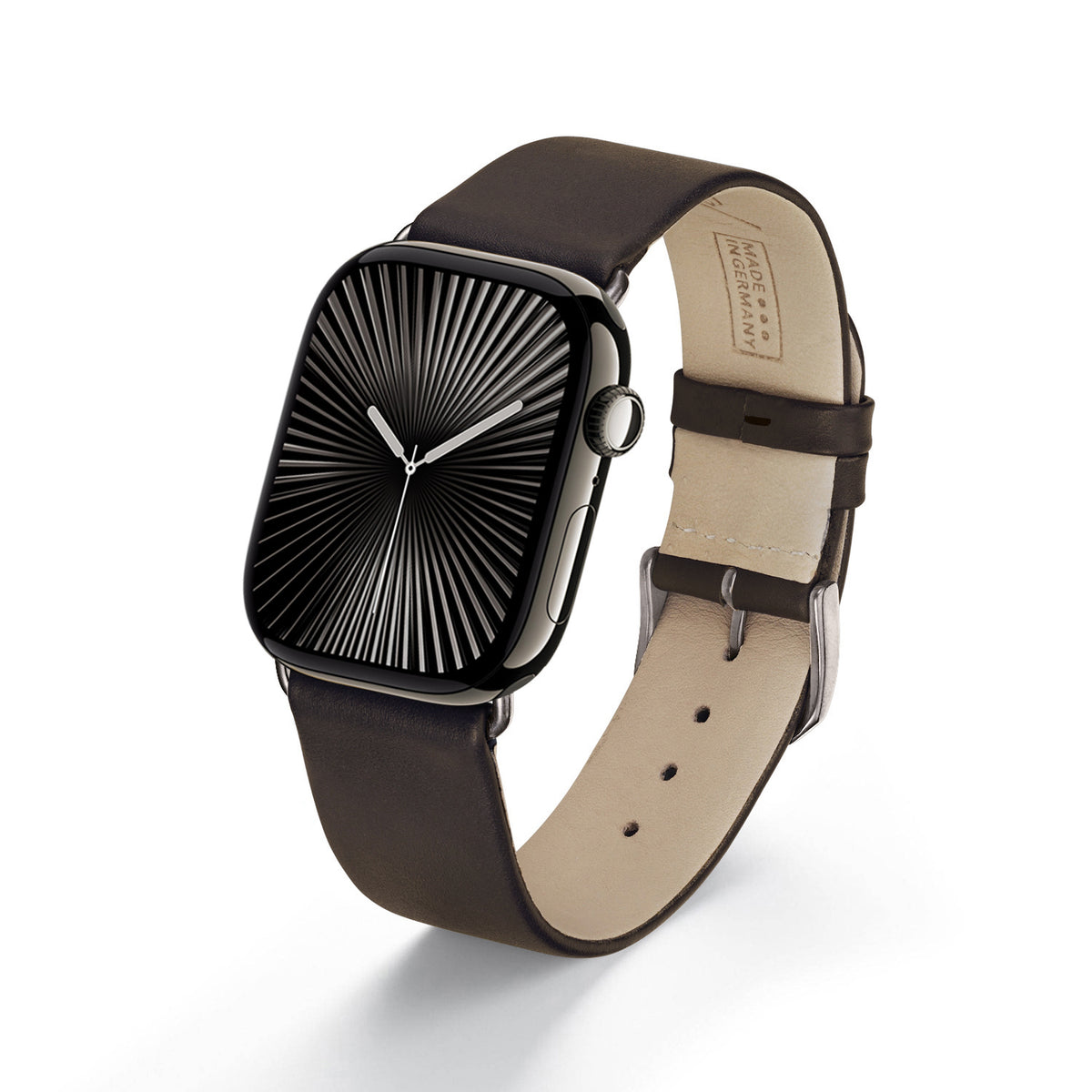 Siena Uhrenarmband aus Rindsleder für Apple Watch 10, handgefertigt, Mokka, von Happel