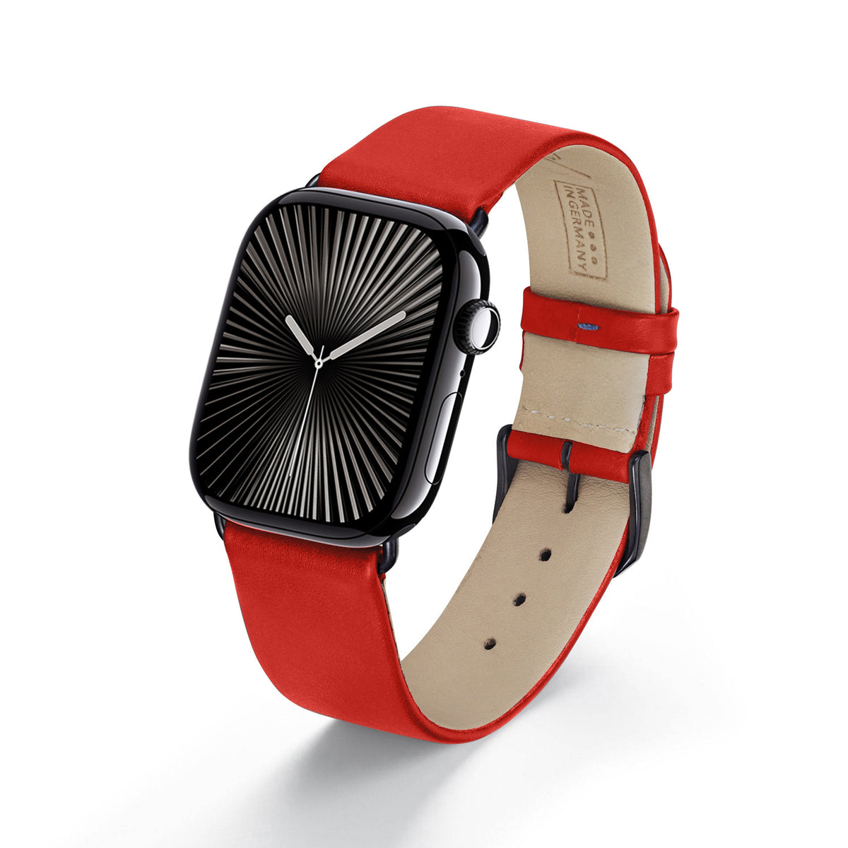 Siena Uhrenarmband aus Rindsleder für Apple Watch 10, handgefertigt, Rot, von Happel