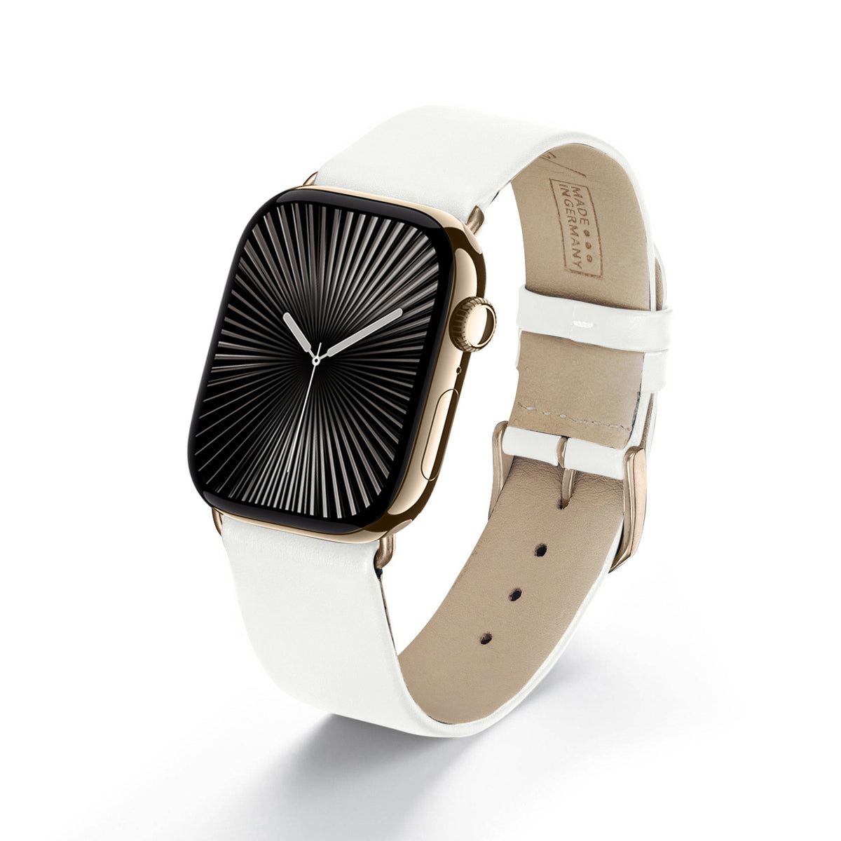 Siena Uhrenarmband aus Rindsleder für Apple Watch 10, handgefertigt, Weiß, von Happel