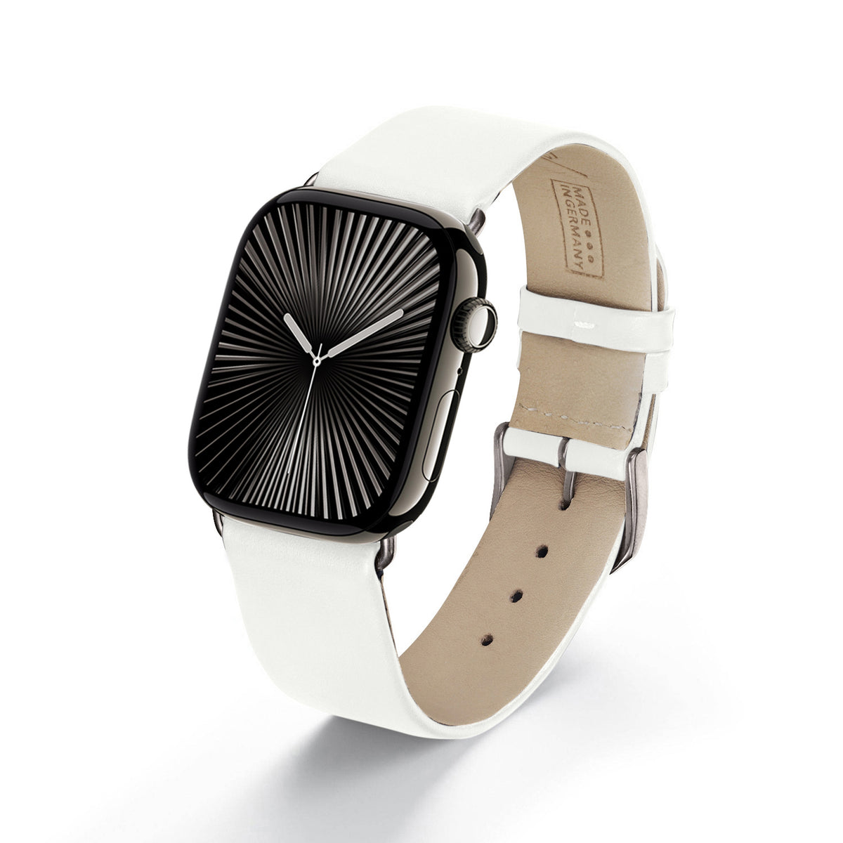 Siena Uhrenarmband aus Rindsleder für Apple Watch 10, handgefertigt, Weiß, von Happel