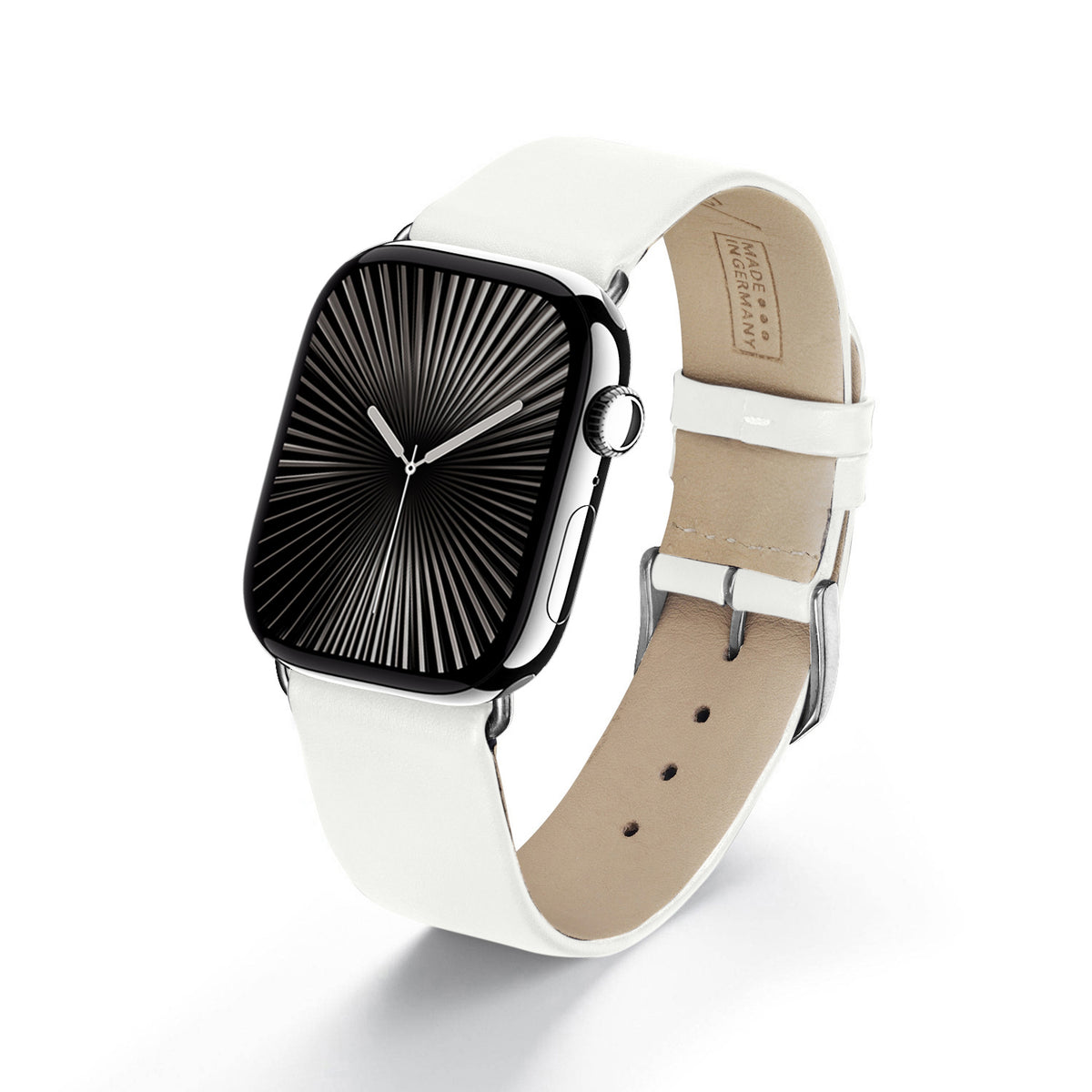 Siena Uhrenarmband aus Rindsleder für Apple Watch 10, handgefertigt, Weiß, von Happel