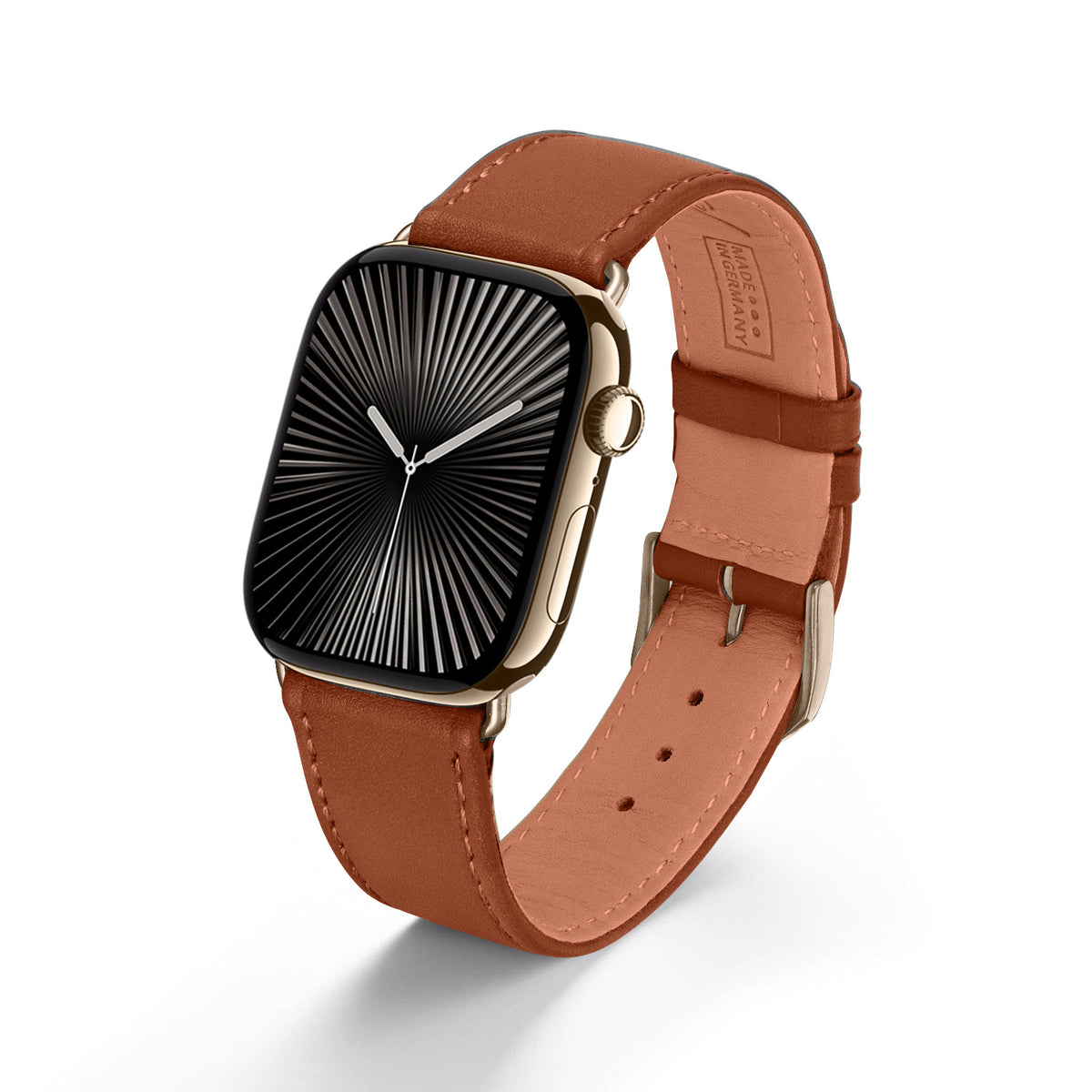 Solace Uhrenarmband aus Sattelleder für Apple Watch 10, handgefertigt, Cognac
, von Happel