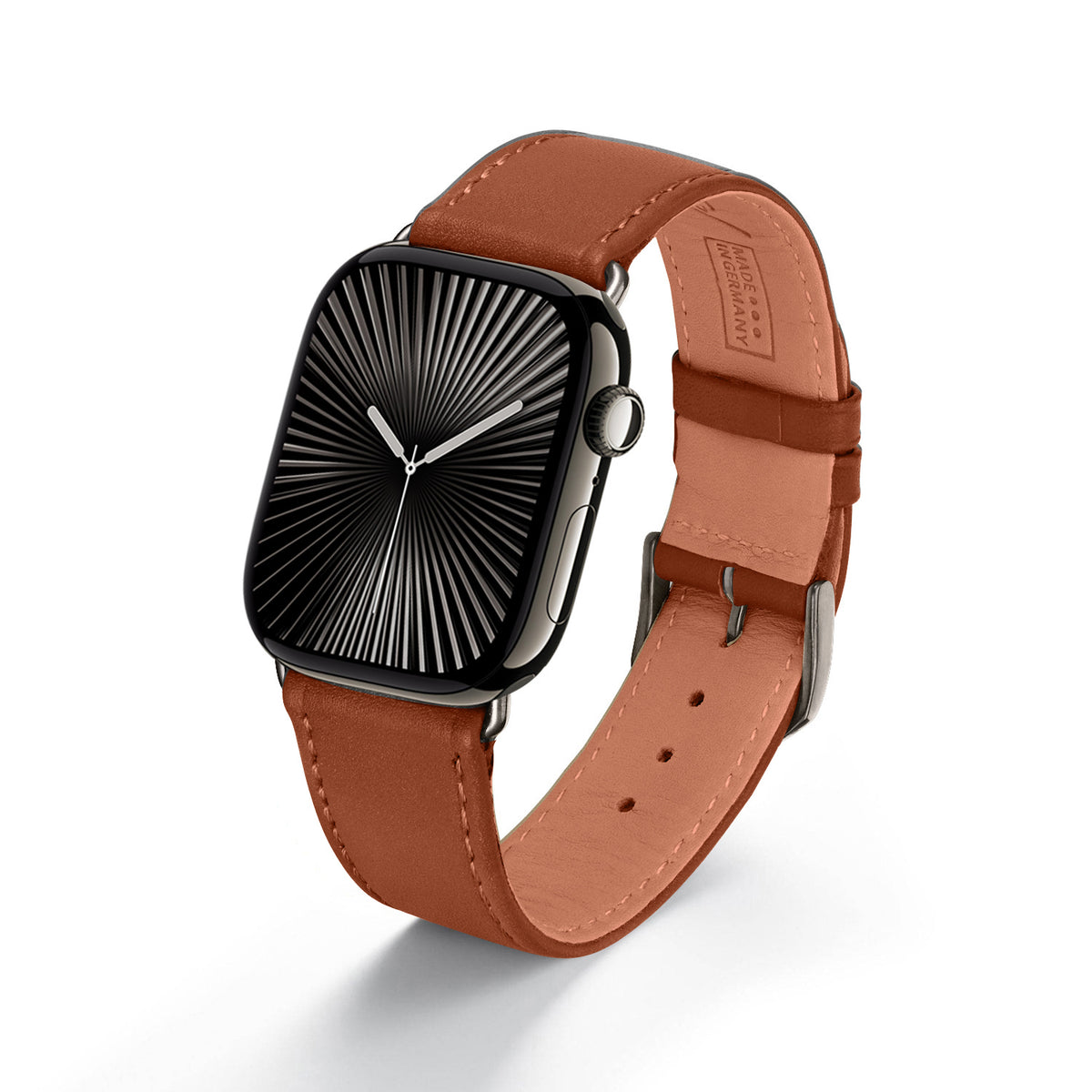 Solace Uhrenarmband aus Sattelleder für Apple Watch 10, handgefertigt, Cognac
, von Happel