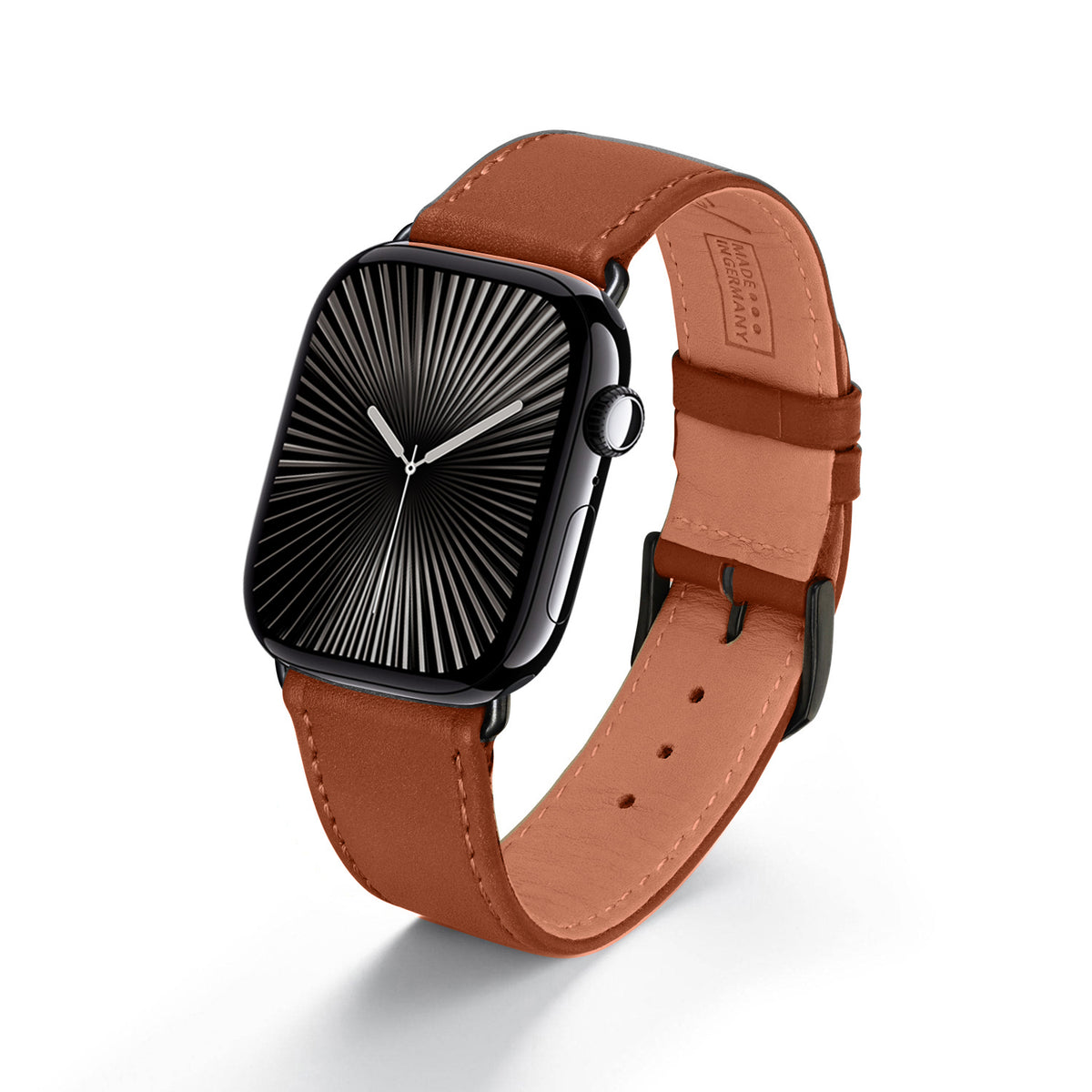 Solace Uhrenarmband aus Sattelleder für Apple Watch 10, handgefertigt, Cognac
, von Happel