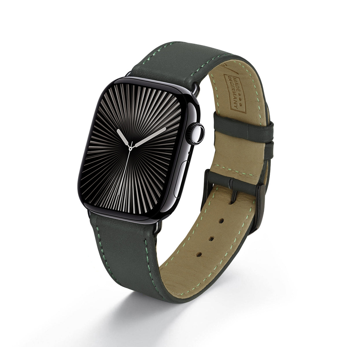 Solace Uhrenarmband aus Sattelleder für Apple Watch 10, handgefertigt, Forstgrün
, von Happel