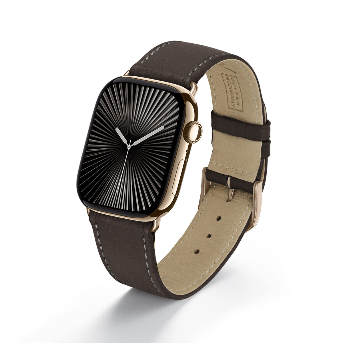 Solace Uhrenarmband aus Sattelleder für Apple Watch 10, handgefertigt, Mokka
, von Happel