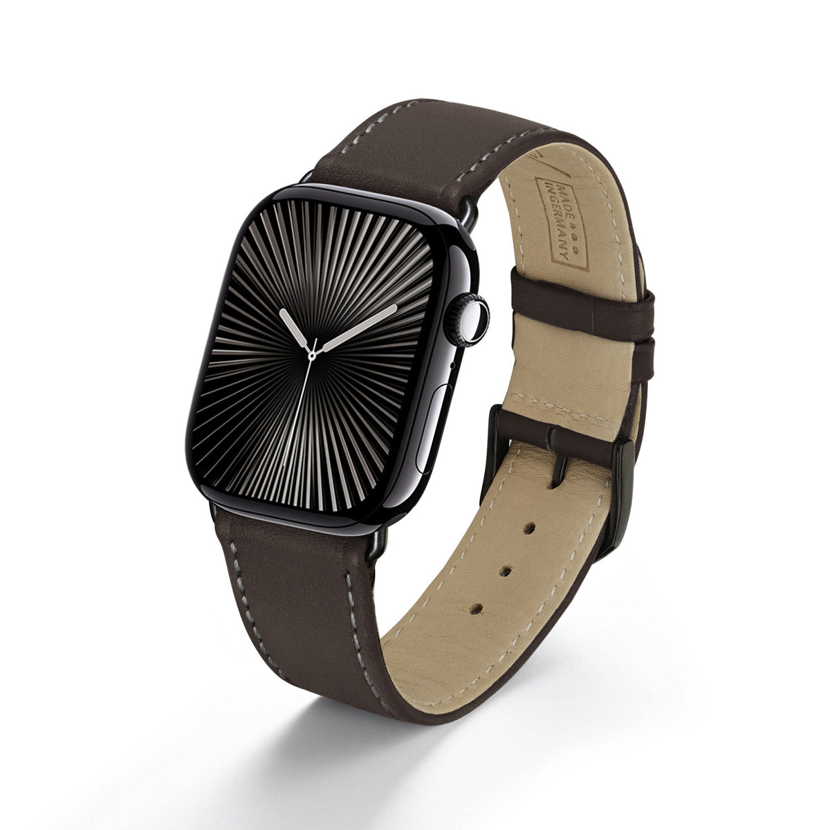 Solace Uhrenarmband aus Sattelleder für Apple Watch 10, handgefertigt, Mokka
, von Happel