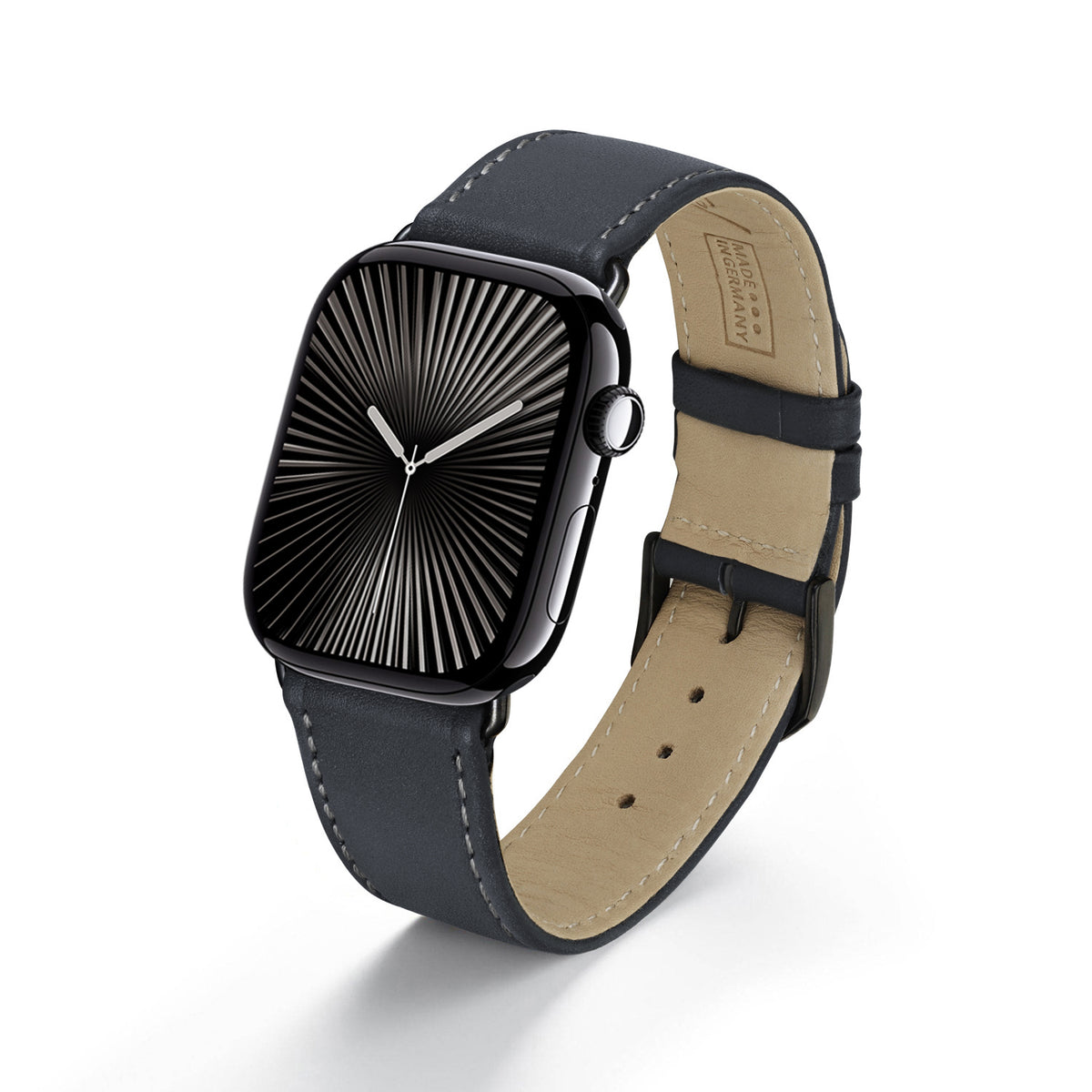 Solace Uhrenarmband aus Sattelleder für Apple Watch 10, handgefertigt, Ozeanblau
, von Happel