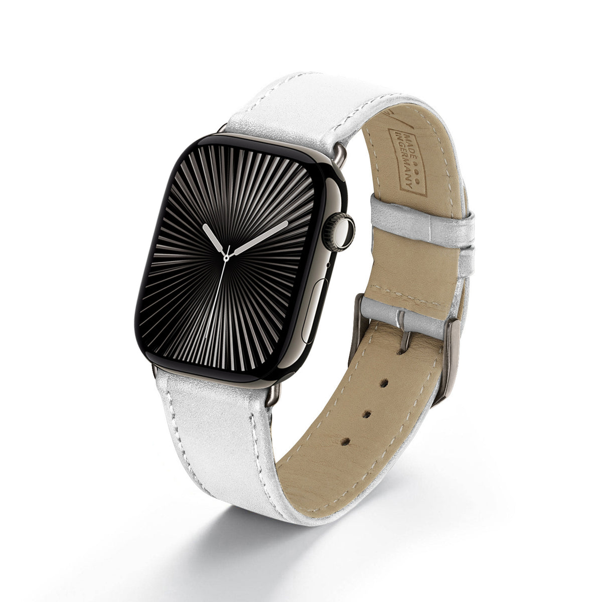 Solace Uhrenarmband aus Sattelleder für Apple Watch 10, handgefertigt, Weiß
, von Happel
