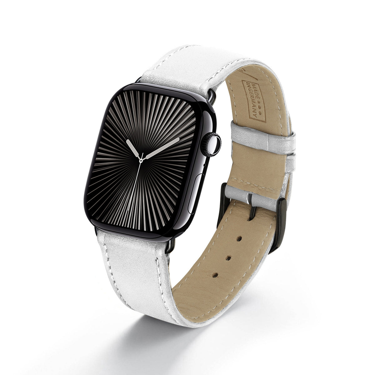 Solace Uhrenarmband aus Sattelleder für Apple Watch 10, handgefertigt, Weiß
, von Happel