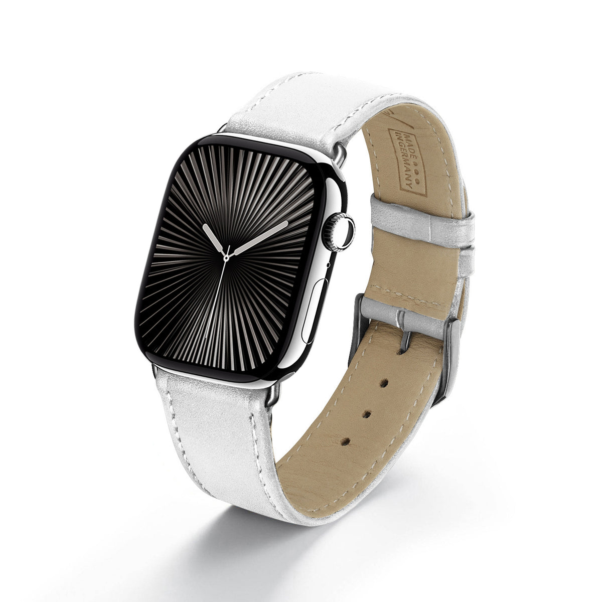Solace Uhrenarmband aus Sattelleder für Apple Watch 10, handgefertigt, Weiß
, von Happel
