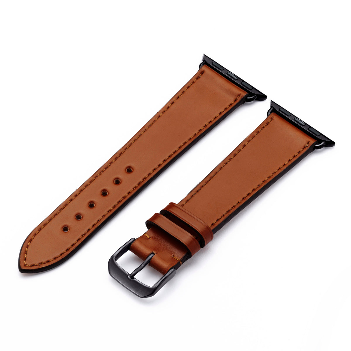 Elysian Uhrenarmband aus Shell Cordovan Leder für Apple Watch 10, handgefertigt, Cognac, von Happel